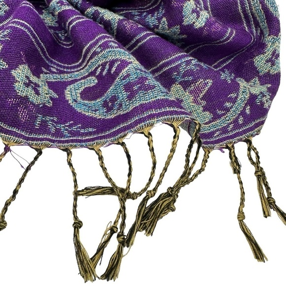 Huge Purple and Light Blue Paisley Scarf Wrap - Picture 6 of 11